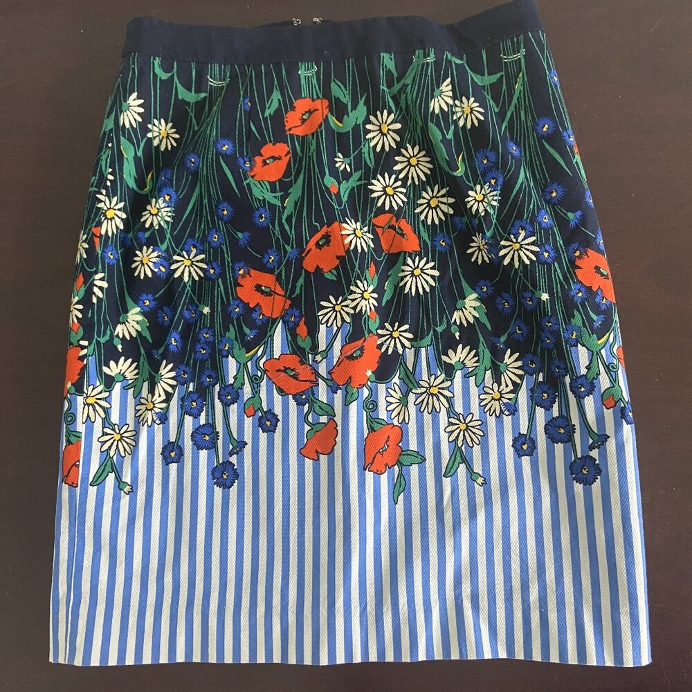 Anthropologie Skirt, Blue stripes and floral, Spring!